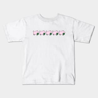 Five Pink Pig Holding Shamrock for St Patricks Day Kids T-Shirt